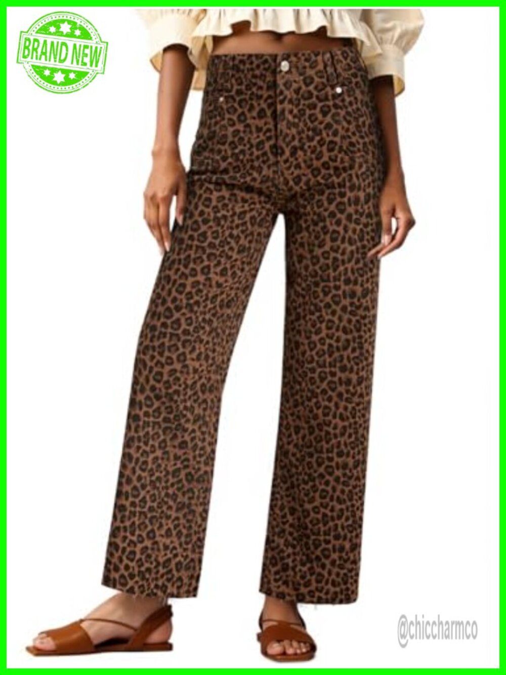 High Waisted Cropped Jeans Straight Leg Raw Hem Stretch Denim